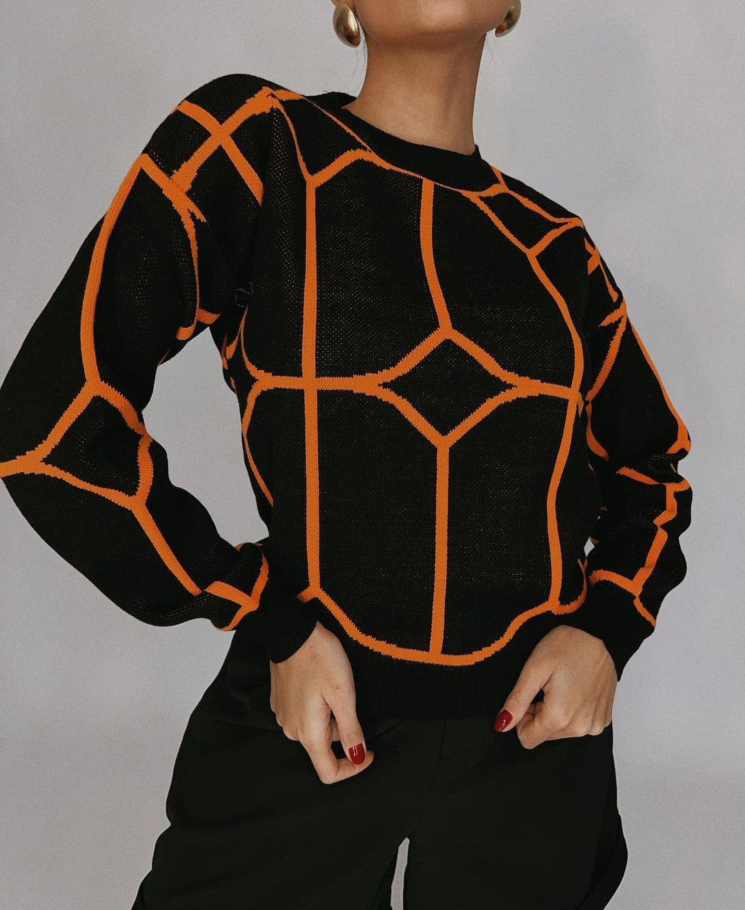 Damen Modischer Strickpullover mit auffälligem geometrischem Design Stalluxe