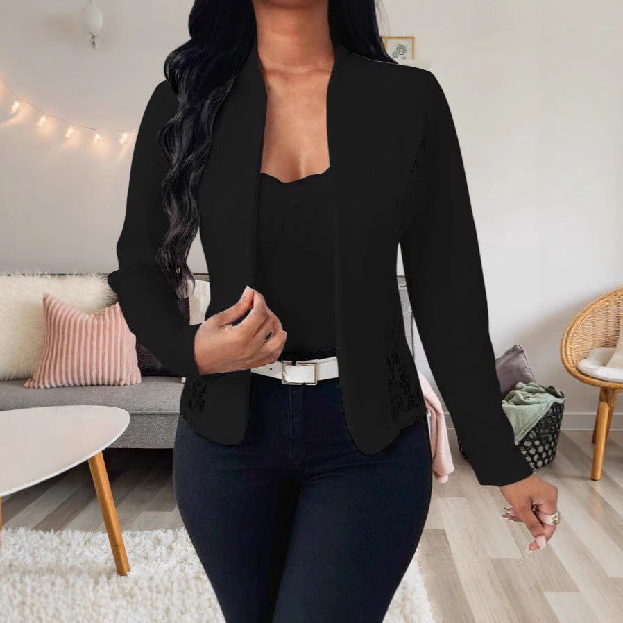 Damen elegante Blazerjacke mit Spitzenakzenten Stalluxe