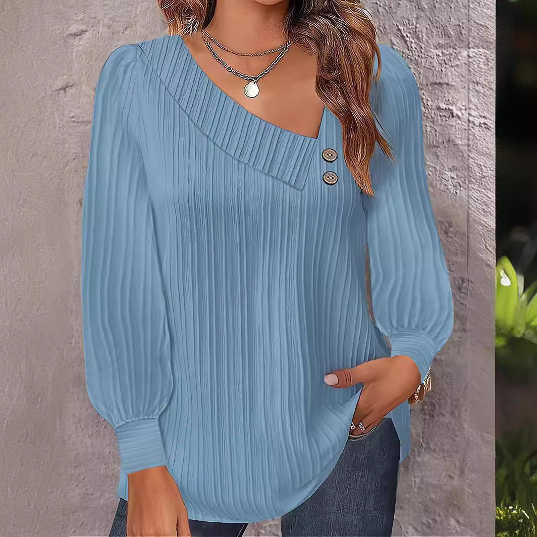 Damen Elegante Oberteil mit strukturiertem Rippdesign und Knopfdetails Stalluxe