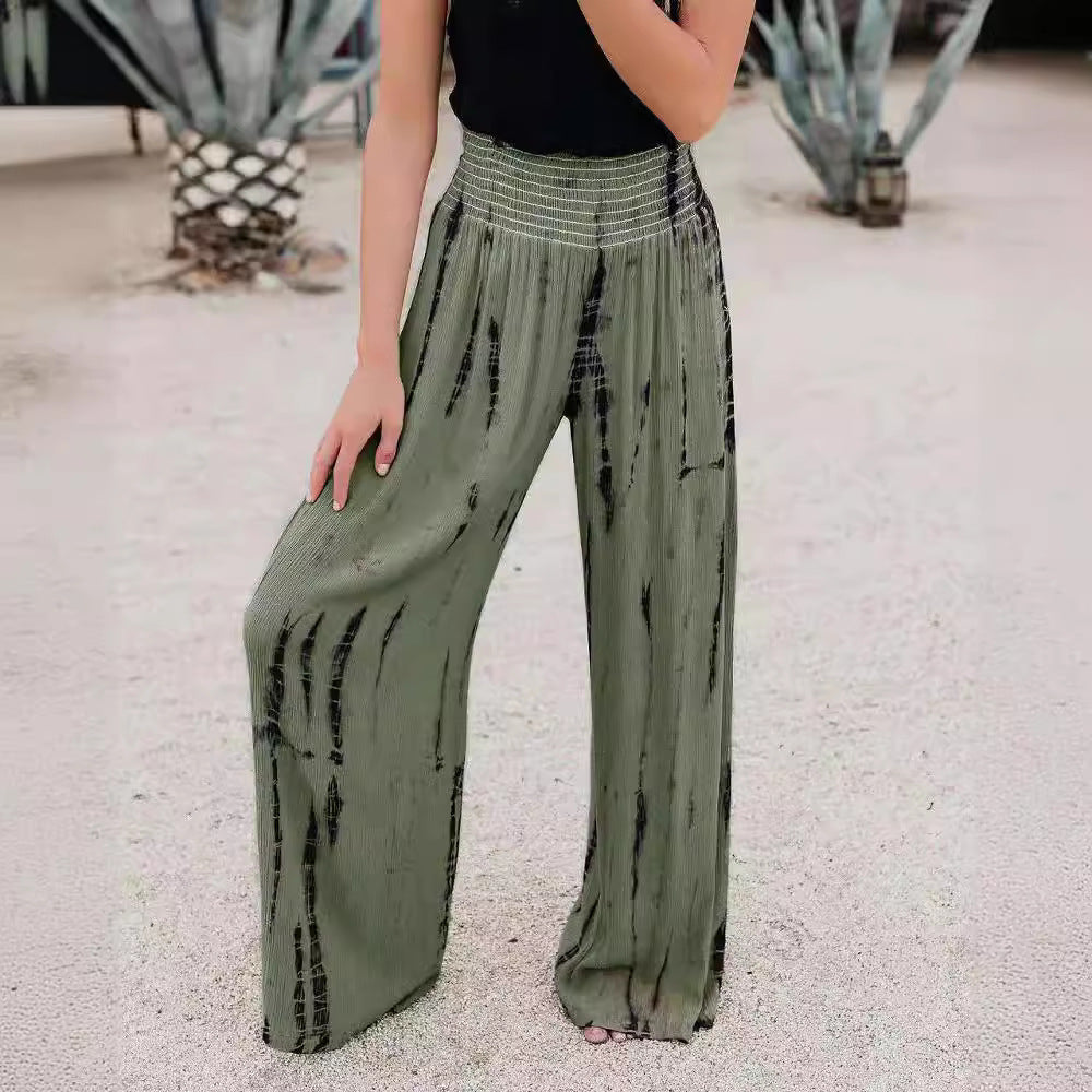 Damen Weit geschnittene Palazzo-Hose mit elastischem Bund und modischem Print Stalluxe