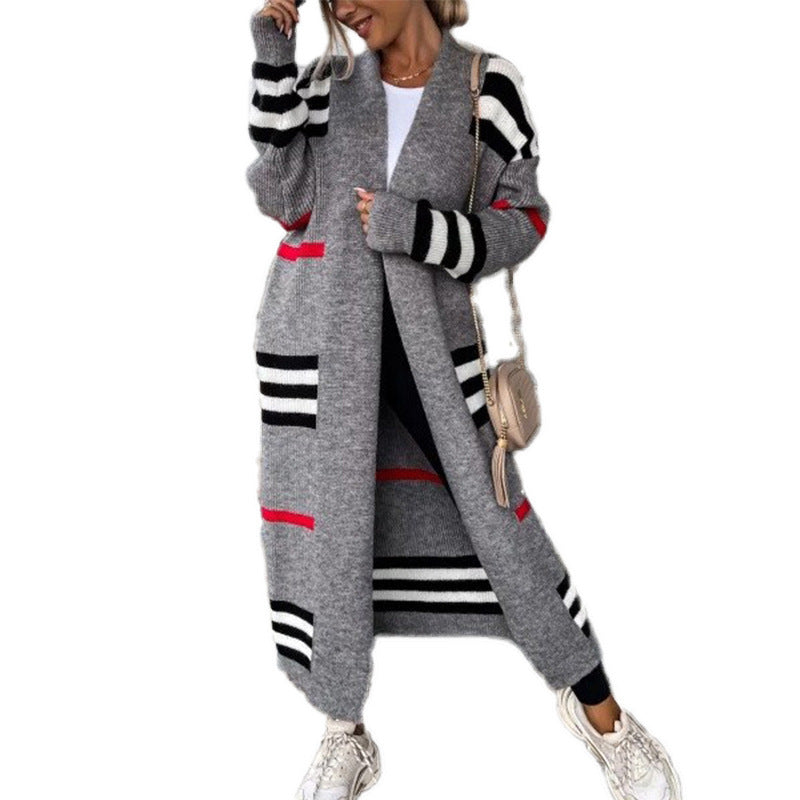 Damen Langstrickjacke im trendigen Streifenmuster Stalluxe