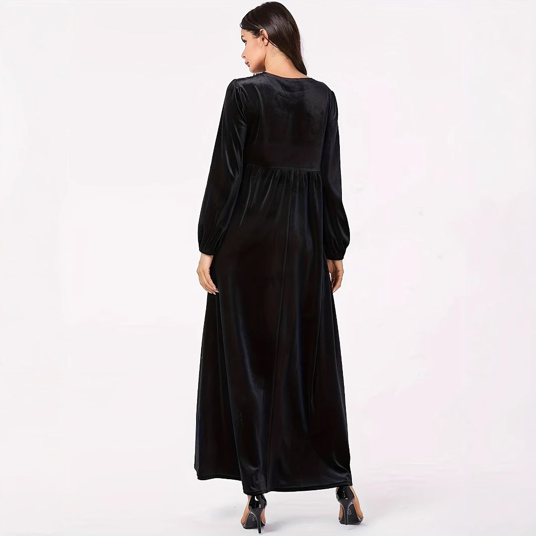Damen Maxikleid aus luxuriösem Samt mit elegantem Faltenwurf Stalluxe