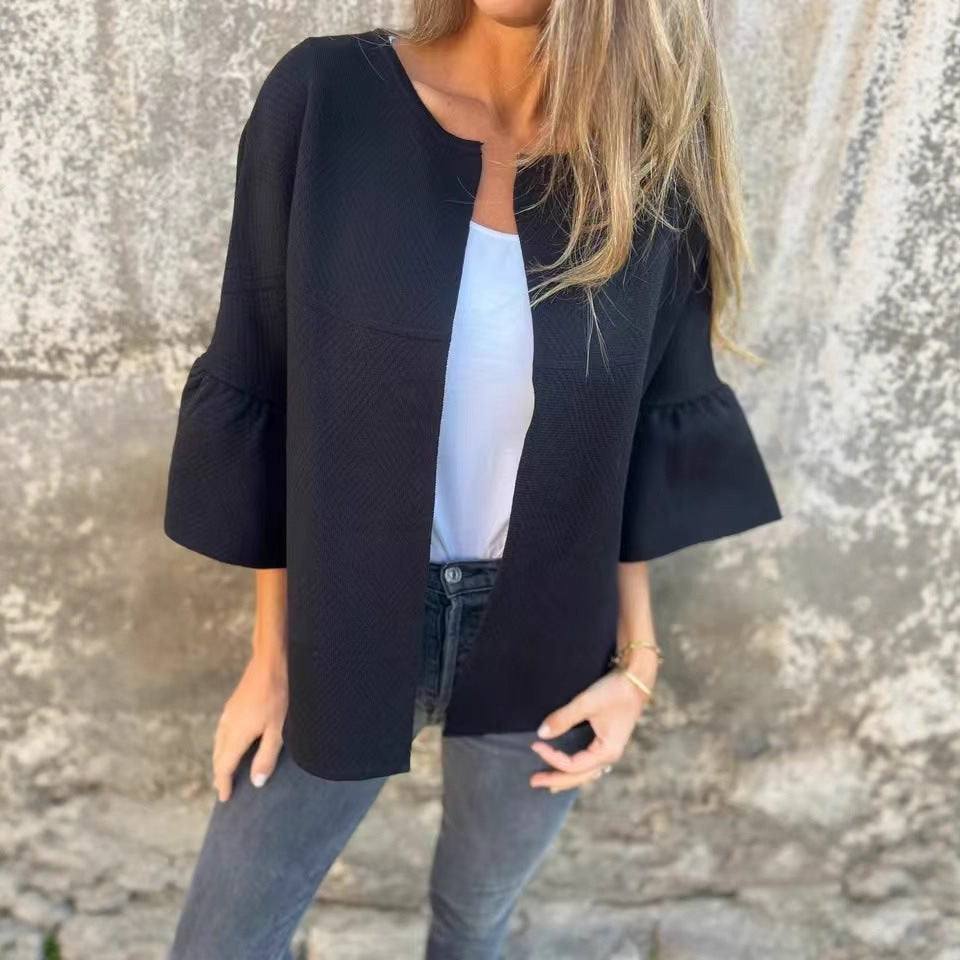 Damen Modische Jacke mit weitem Ärmel und leicht strukturiertem Stoff Stalluxe