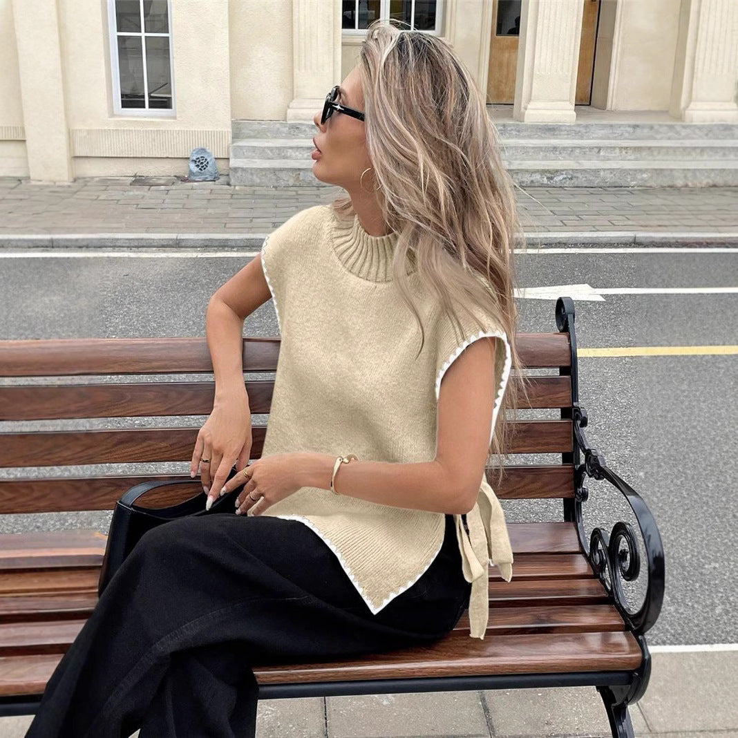 Damen Stricktop mit einzigartigen Cut-Outs und verspieltem Knoten Stalluxe