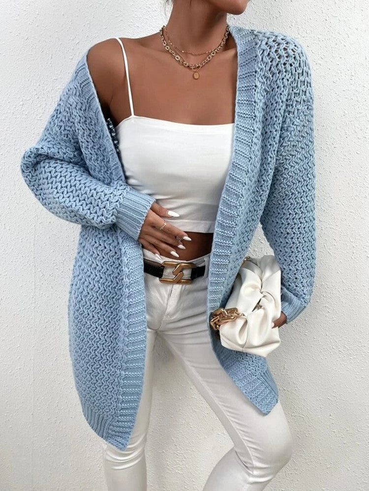 Damen Strickjacke mit offenem Schnitt und luxuriösem Texturmuster Stalluxe