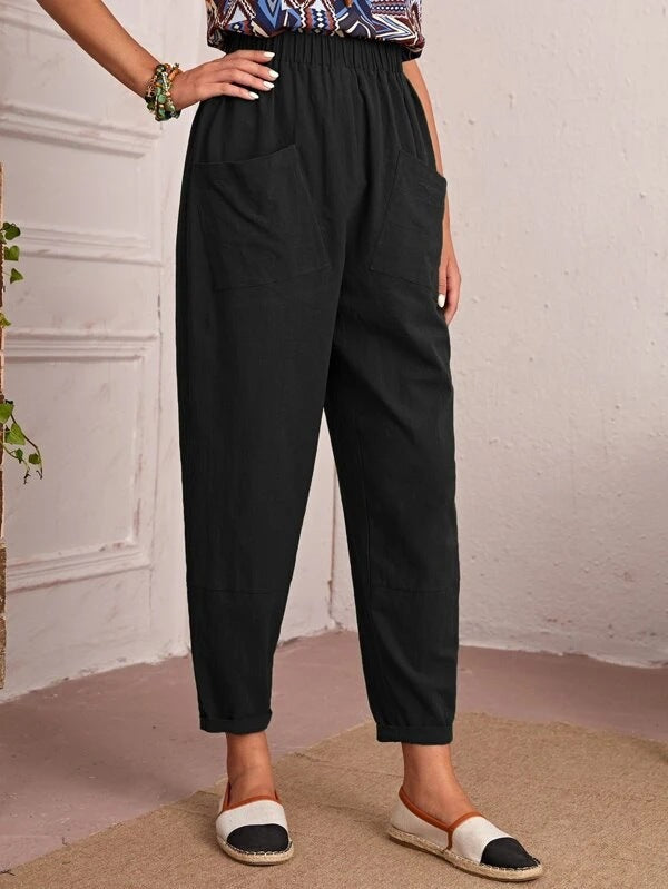 Damen Bequeme Sommerhose mit elastischem Bund und praktischen Taschen Stalluxe