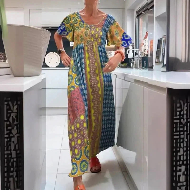 Damen Maxikleid mit buntem Mustermix und luftiger Passform Stalluxe