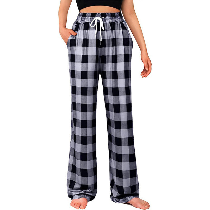 Women's Relaxed Fit Plaid Lounge Pants Stalluxe