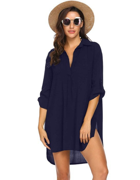 Damen Stylischer Button-Up Strandüberwurf Stalluxe