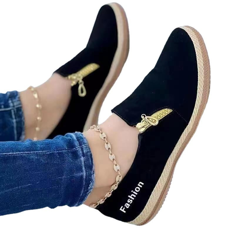 Damen modische Slip-On Schuhe mit dekorativem Reißverschluss Stalluxe