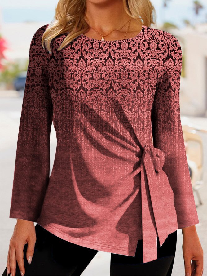 Damen Elegantes Oberteil mit Knoten-Detail und grafischem Muster Stalluxe