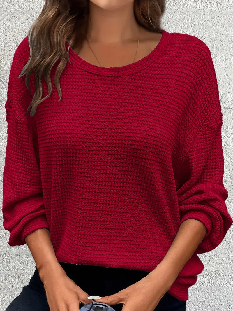 Damen lässiger Strickpullover mit weitem Schnitt und elastischen Bündchen Stalluxe