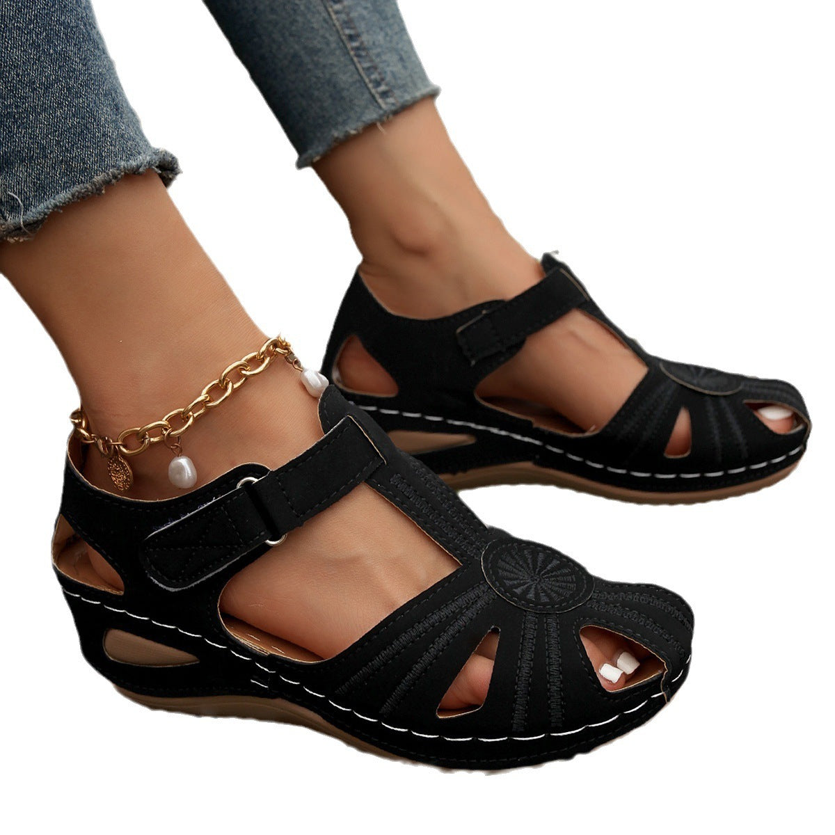 Damen Komfort Sandalen mit verstellbaren Riemen und ergonomischer Sohle Stalluxe