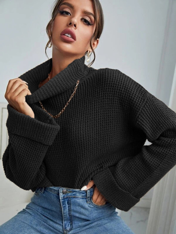 Damen Hochwertiger Strickpullover mit hohem Kragen und strukturiertem Design Stalluxe
