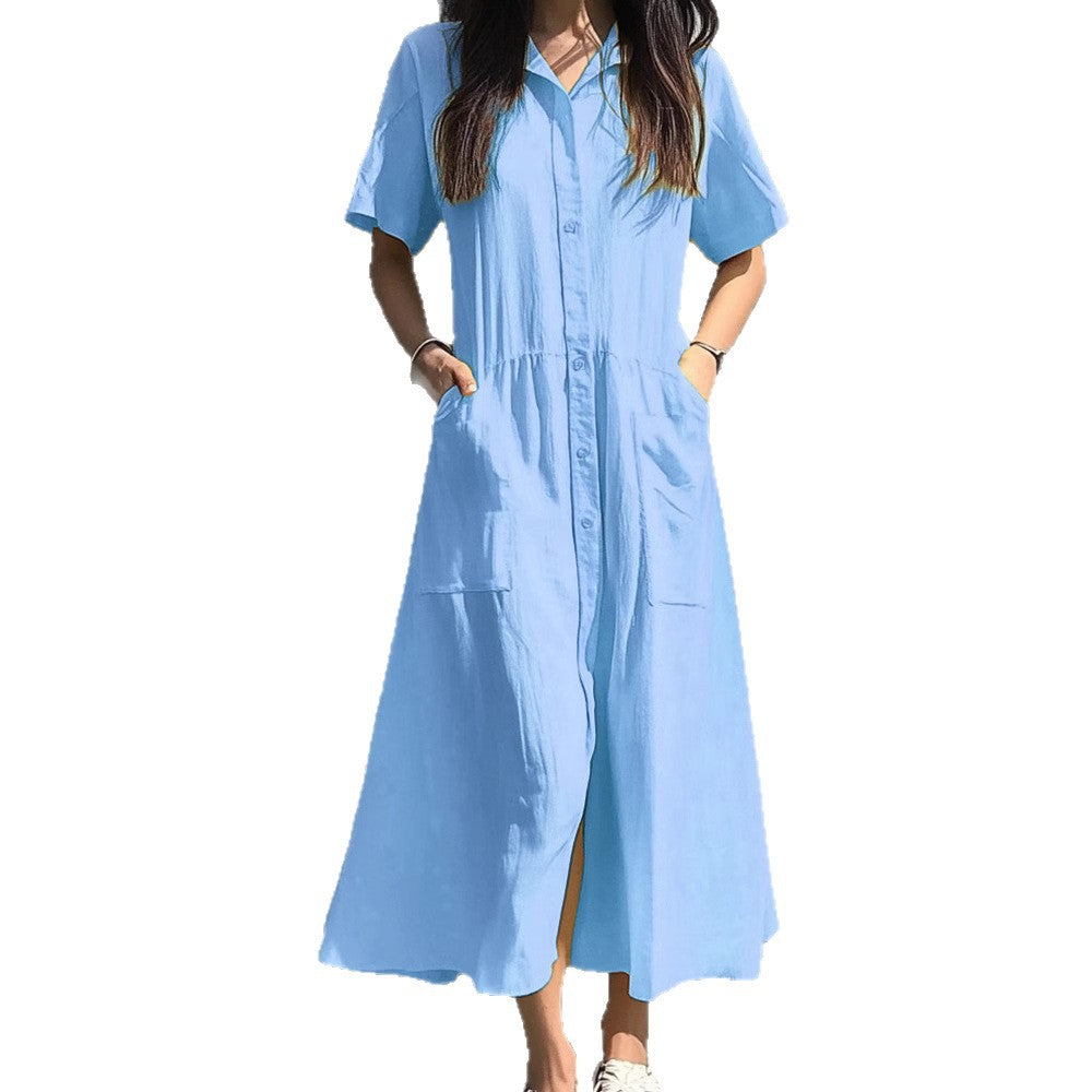 Damen Hemdkleid mit Knopfdetails und praktischen Taschen Stalluxe
