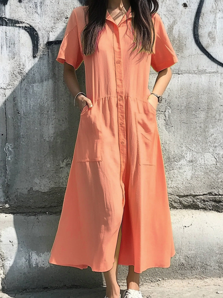 Damen Hemdkleid mit Knopfdetails und praktischen Taschen Stalluxe