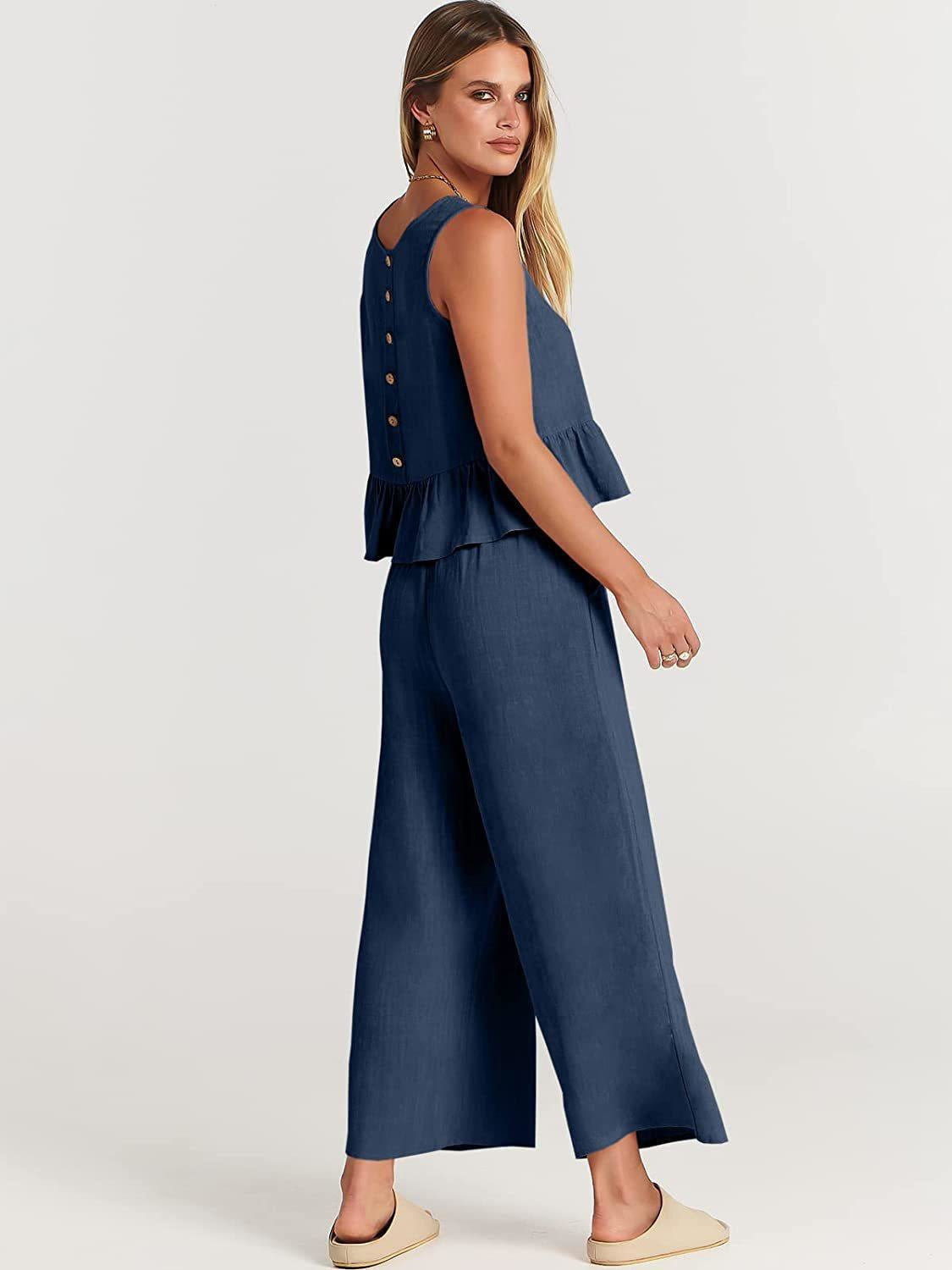 Damen Set mit lässigem Rüschendesign und weiten Hosen Stalluxe