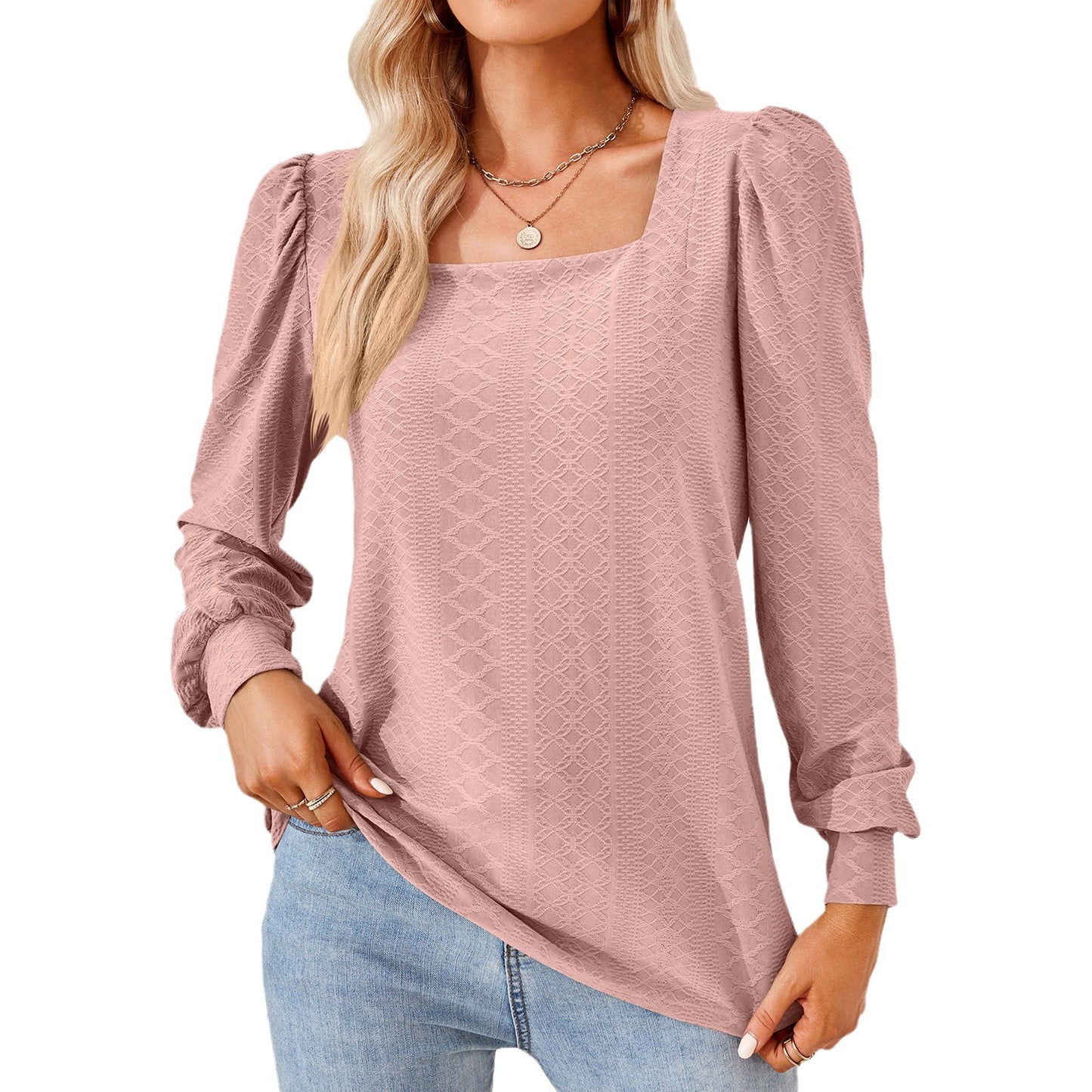 Damen Leichtes Blusenshirt mit eleganten Puffärmeln und strukturiertem Design Stalluxe