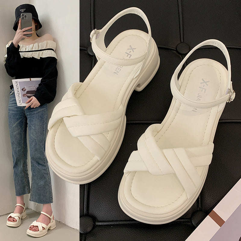 Damen Sandalen mit elegantem Kreuzriemen und komfortablem Blockabsatz Stalluxe