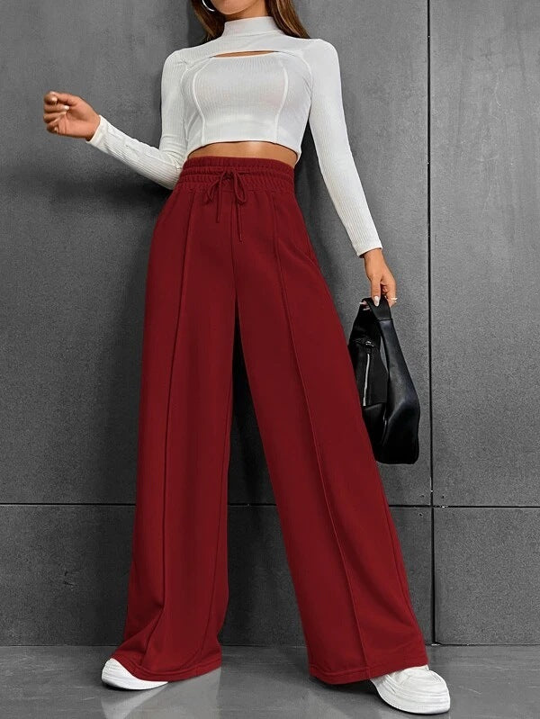 Damen Bequeme und elegante Lounge-Hose mit hohem Bund und praktischen Taschen Stalluxe