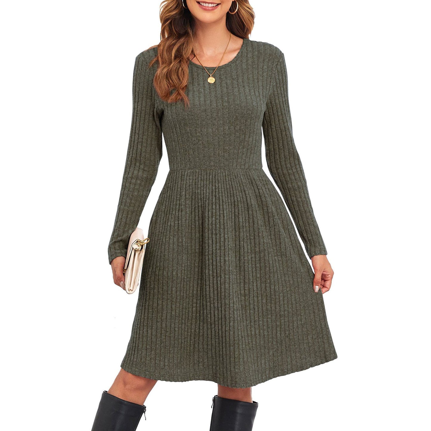 Damen Strickkleid mit lässigem Schnitt und feinem Streifenmuster Stalluxe