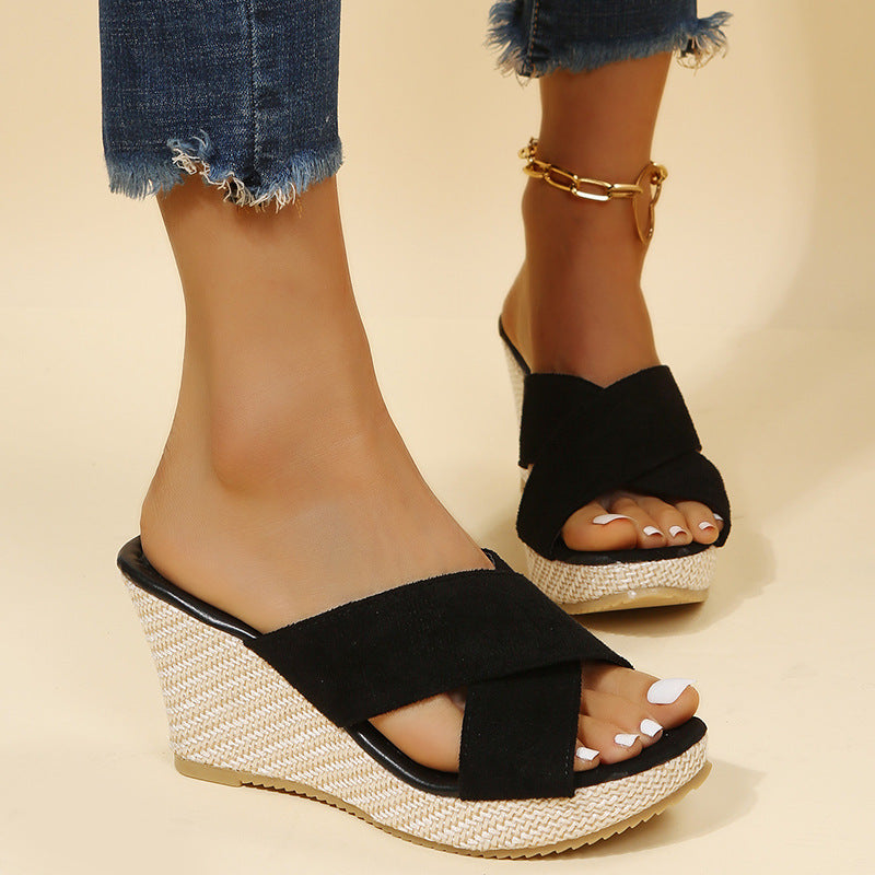 Damen Wedge-Sandalen mit elegantem Kreuzband und leichtem Fußbett Stalluxe