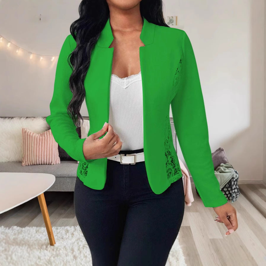 Damen Elegante Blazerjacke mit feinen Häkelverzierungen Stalluxe