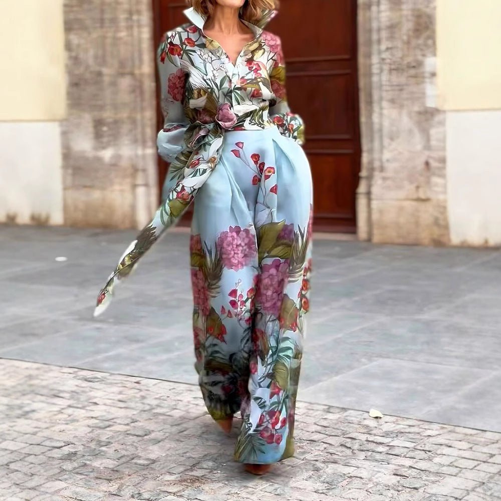 Damen Elegantes Maxikleid mit floralem Muster und schickem Gürtel Stalluxe