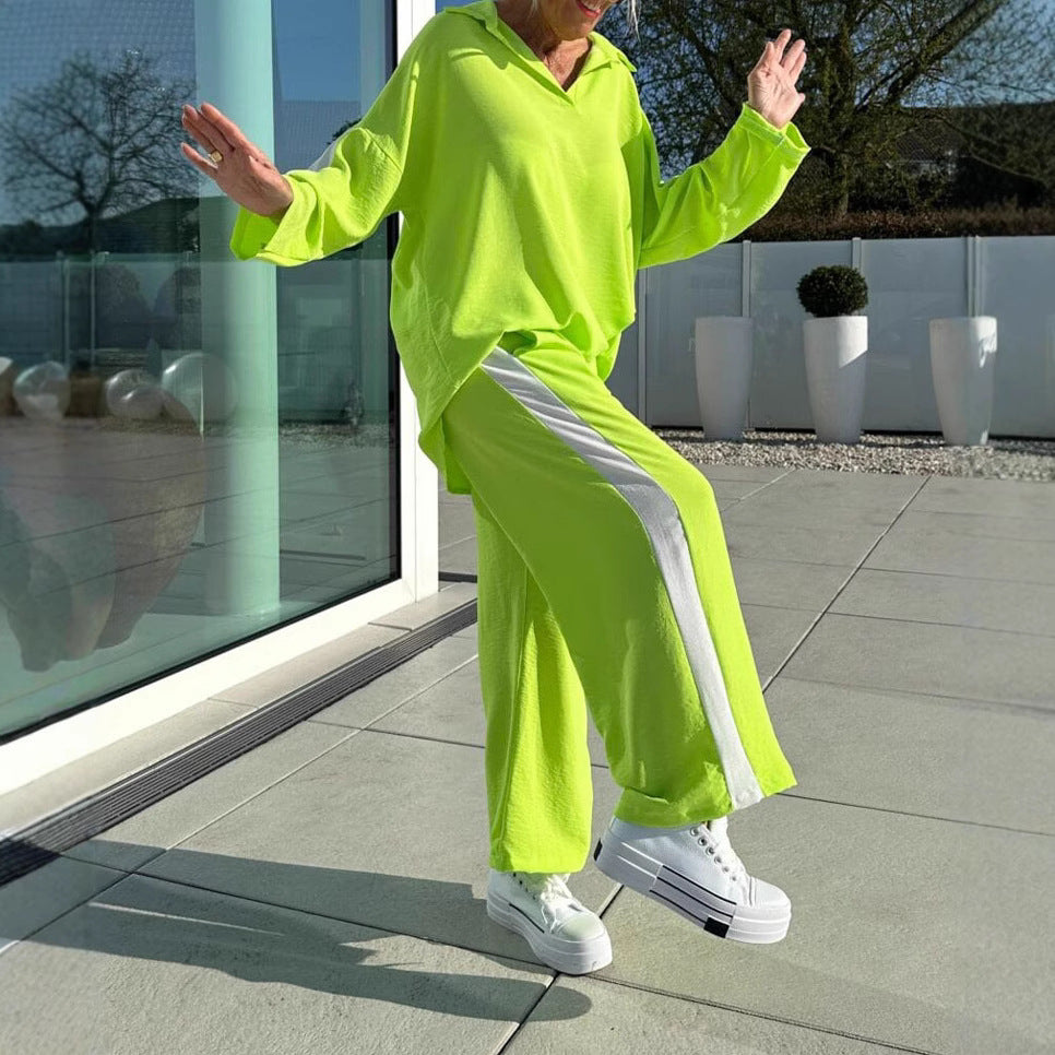 Damen entspannter Freizeitanzug mit Hemd und weiter Hose Stalluxe