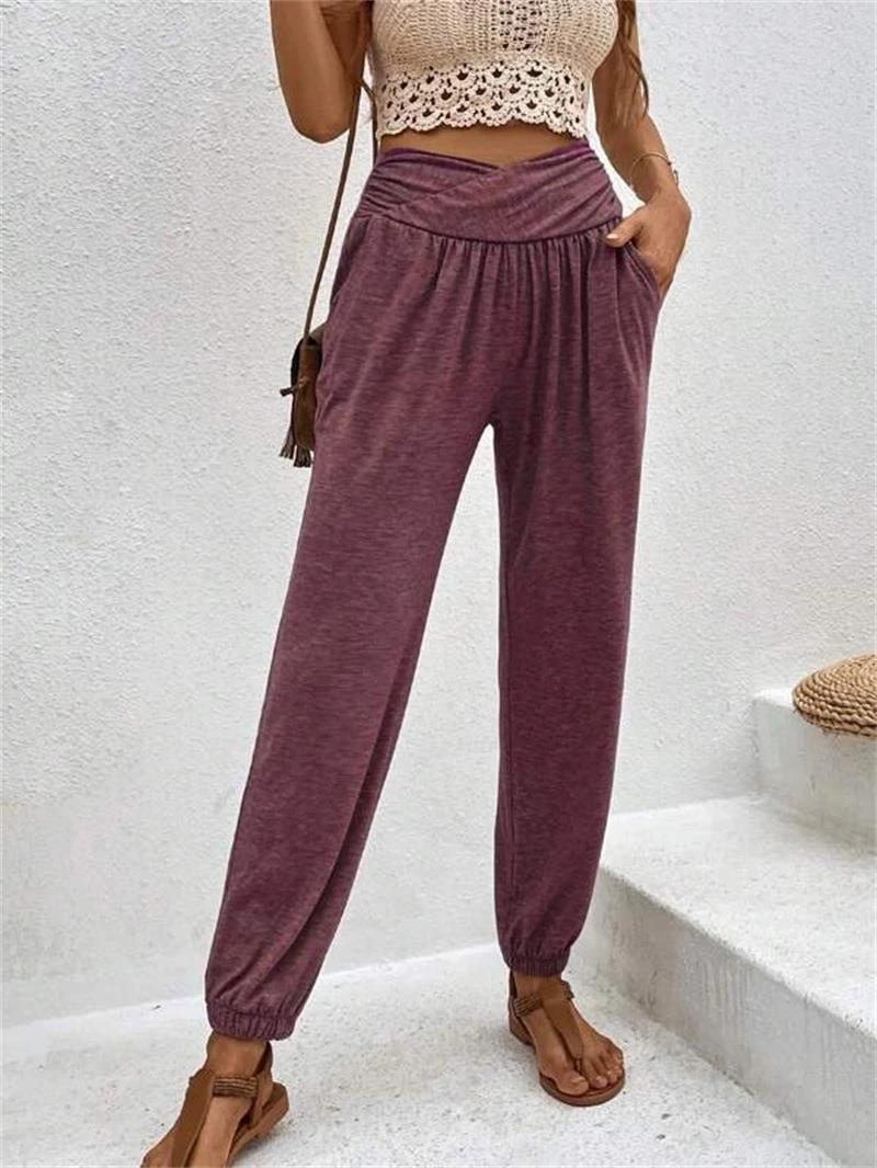 Damen elegante Freizeit-Hose mit hohem Bund und seitlichen Eingrifftaschen Stalluxe
