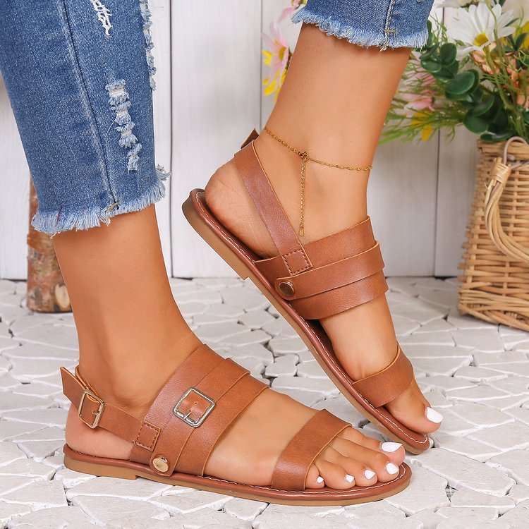 Damen Riemensandaletten mit verstellbarem Schnallenverschluss und ergonomischer Sohle Stalluxe