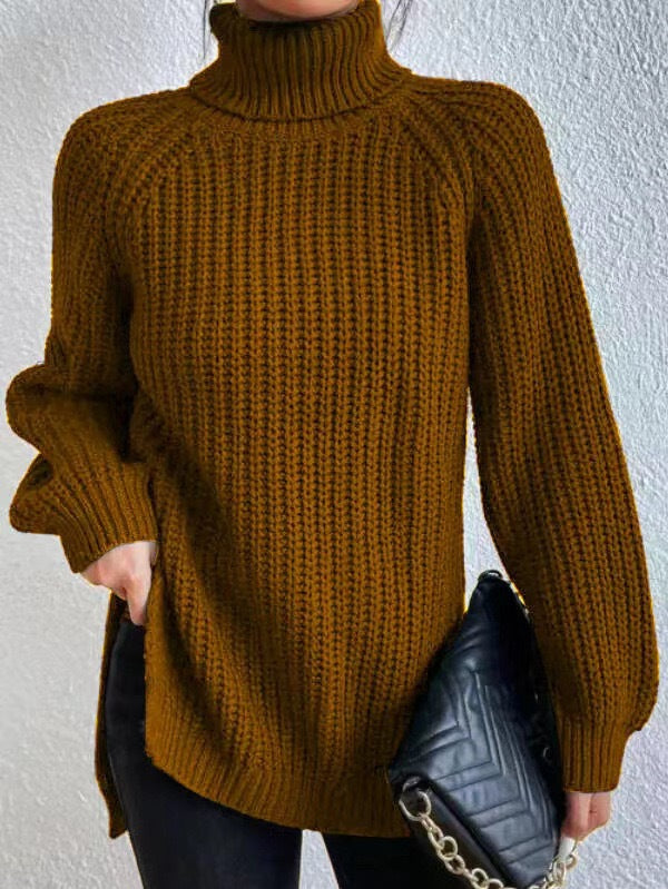 Damen Grobstrickpullover mit hohem Kragen und strukturiertem Muster Stalluxe