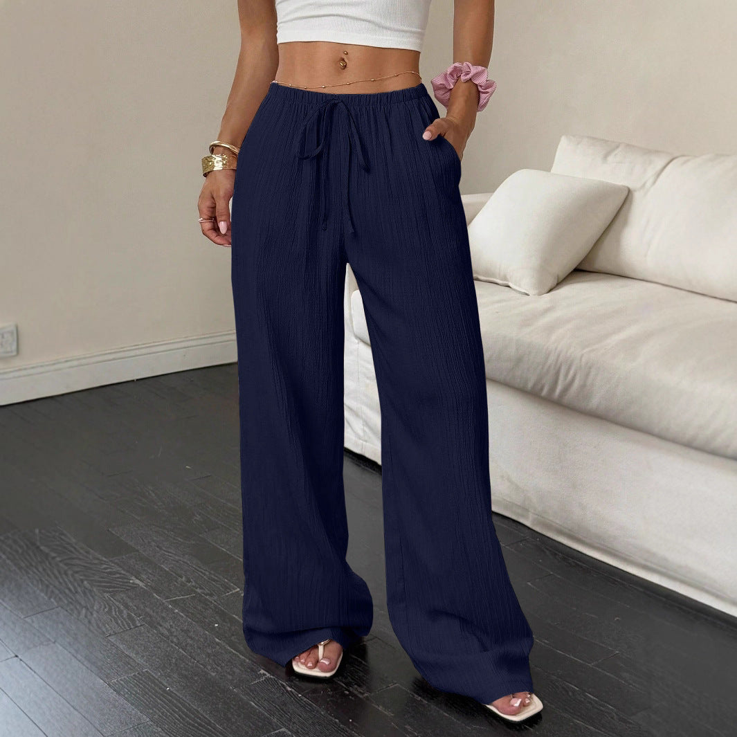 Damen Weite Hose mit elastischem Bund und seitlichen Taschen Stalluxe