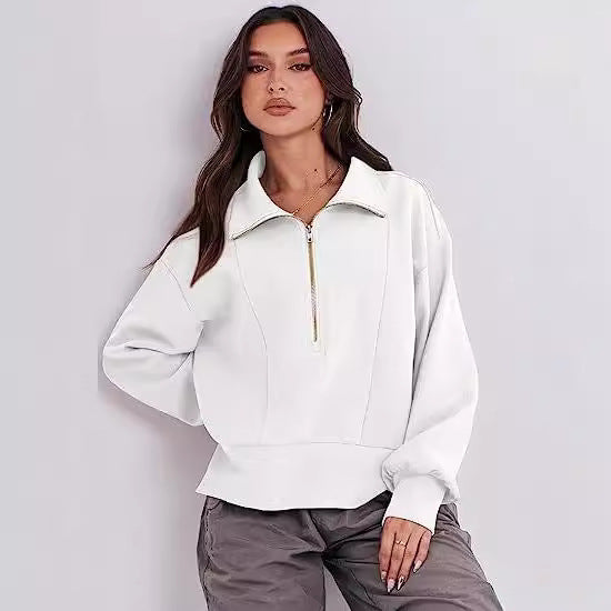 Damen lässiger Pullover mit Stehkragen und Reißverschluss Stalluxe