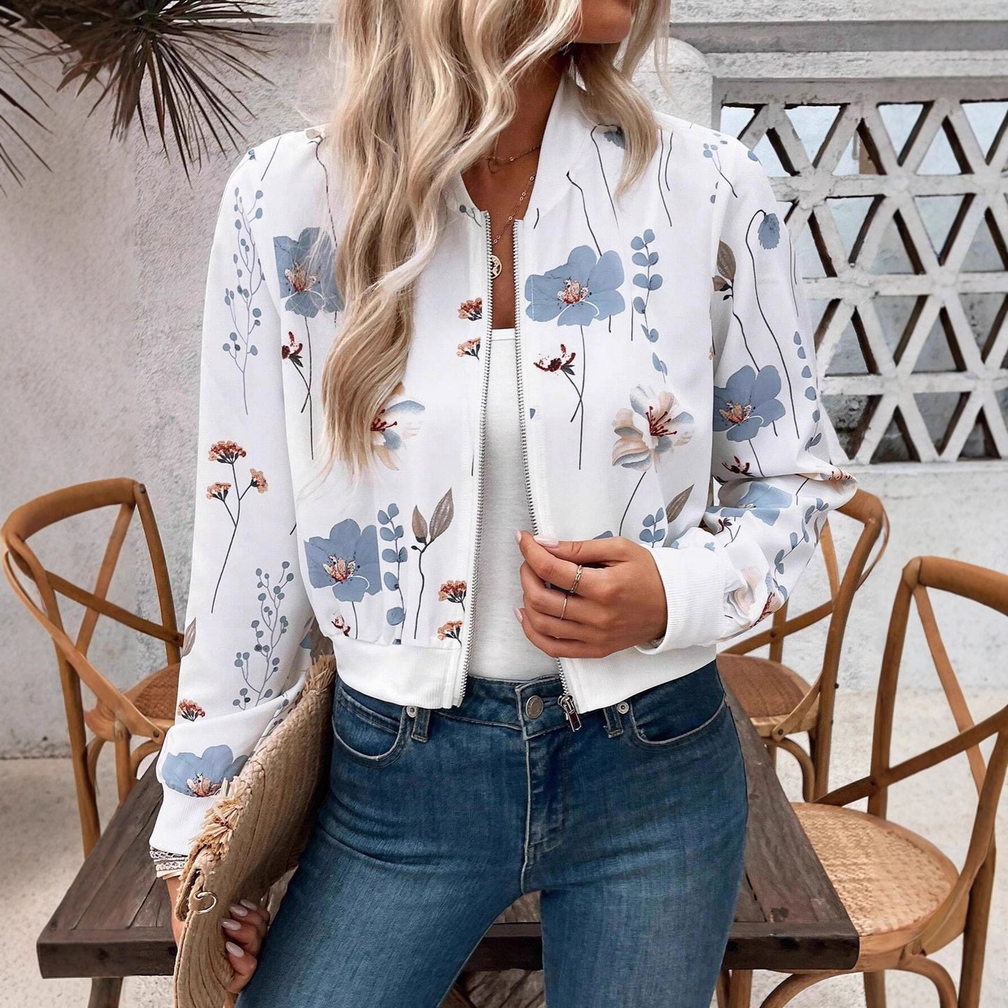 Damen bedruckte Bomberjacke Stalluxe
