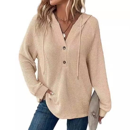 Damen lässiger Hoodie mit Knopfdetails und weit geschnittenen Ärmeln Stalluxe