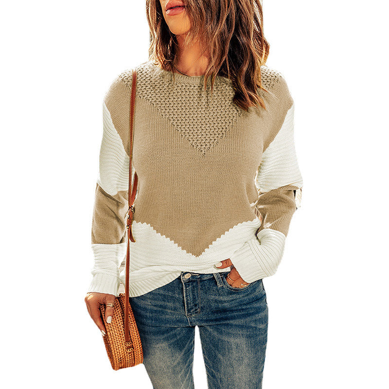 Damen Strickpullover mit modernem Farbblock und strukturiertem Design Stalluxe