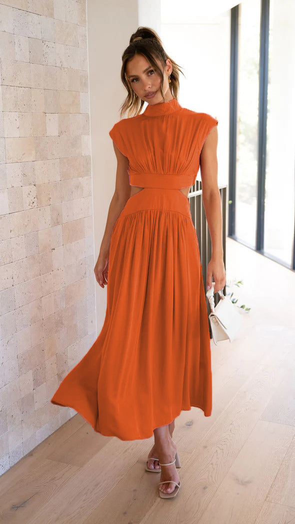 Damen Maxikleid mit elegantem Cut-Out und plissierten Details Stalluxe