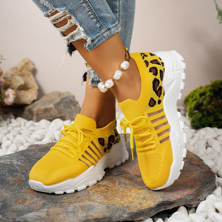 Damen Sportliche Sneaker mit luftiger Mesh-Oberfläche und trendigem Leopardenmuster Stalluxe