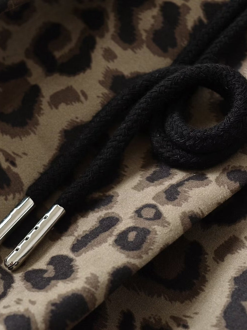 Damen Trendige weite Leoparden-Hose mit elastischem Bund und Bindegürtel Stalluxe