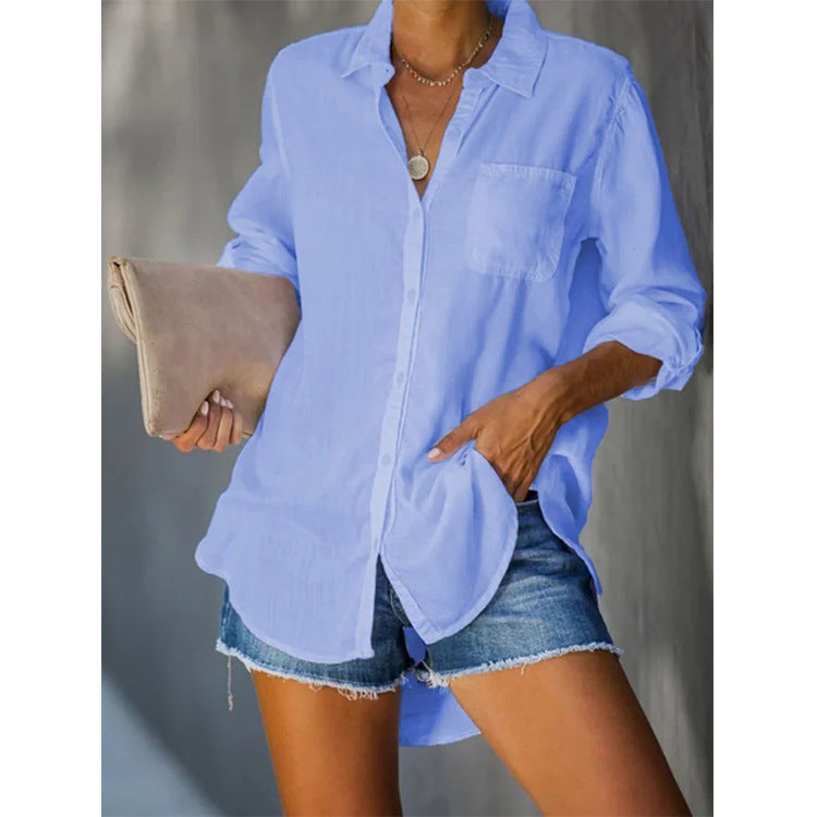 Damen lässige Bluse mit entspannter Passform und praktischer Brusttasche Stalluxe