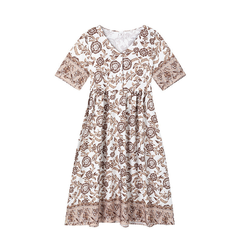 Damen Sommerkleid mit floralem Druck und halbärmeligem Design Stalluxe