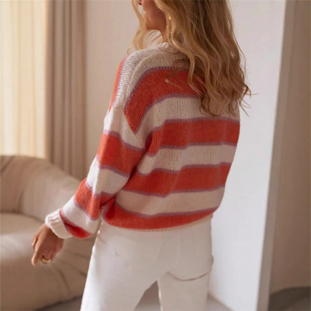 Damen Oversized Pullover mit stilvollem Streifenmuster und weichem Mohair-Wollmix Stalluxe