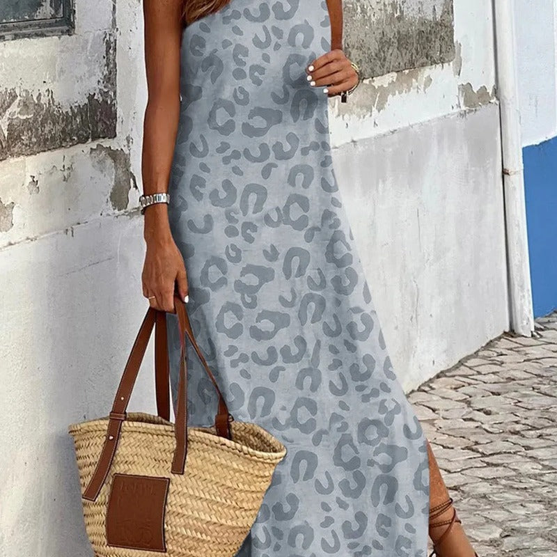 Damen Maxikleid mit elegantem Leopardenmuster Stalluxe