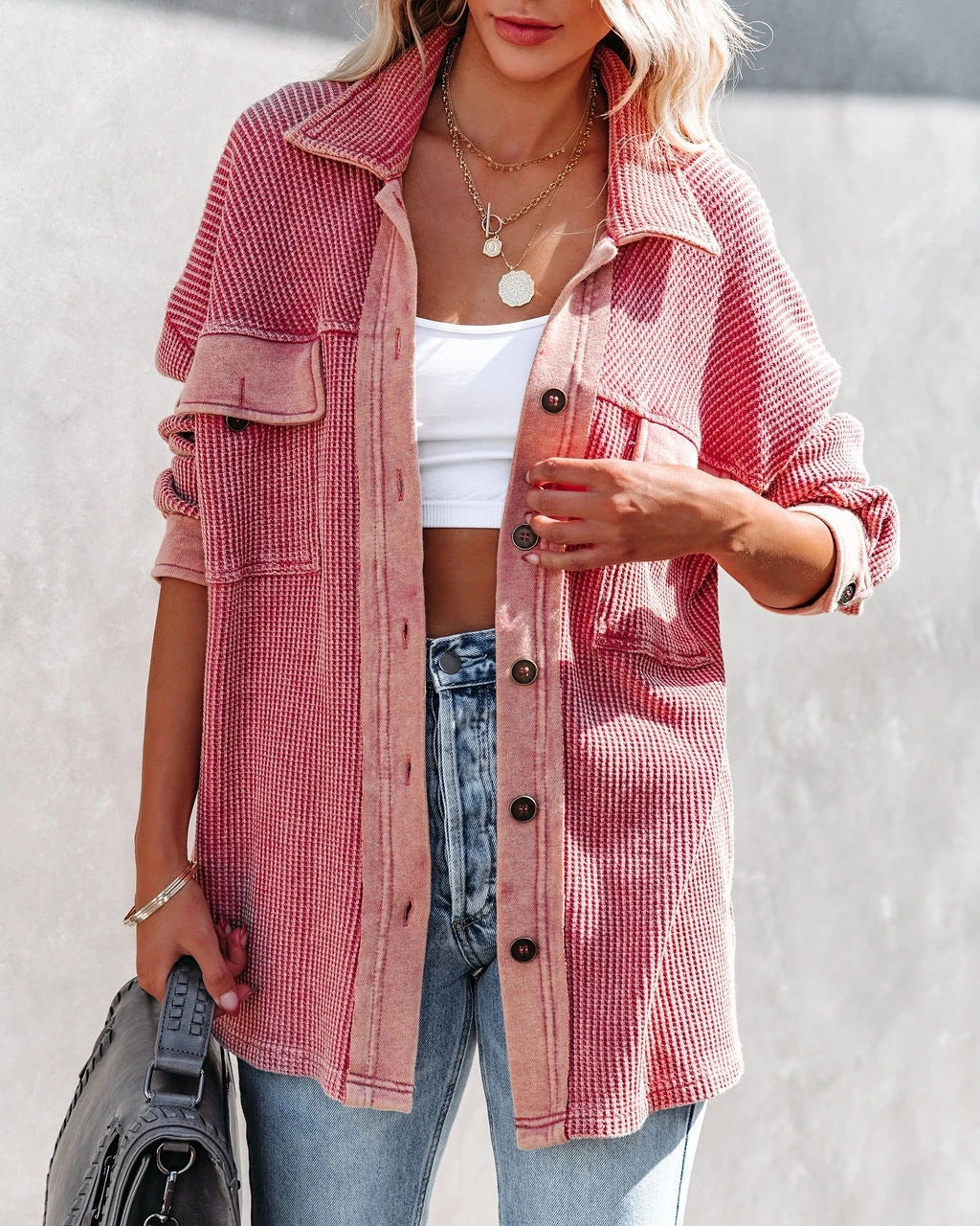 Damen Oversized Hemdjacke Stalluxe