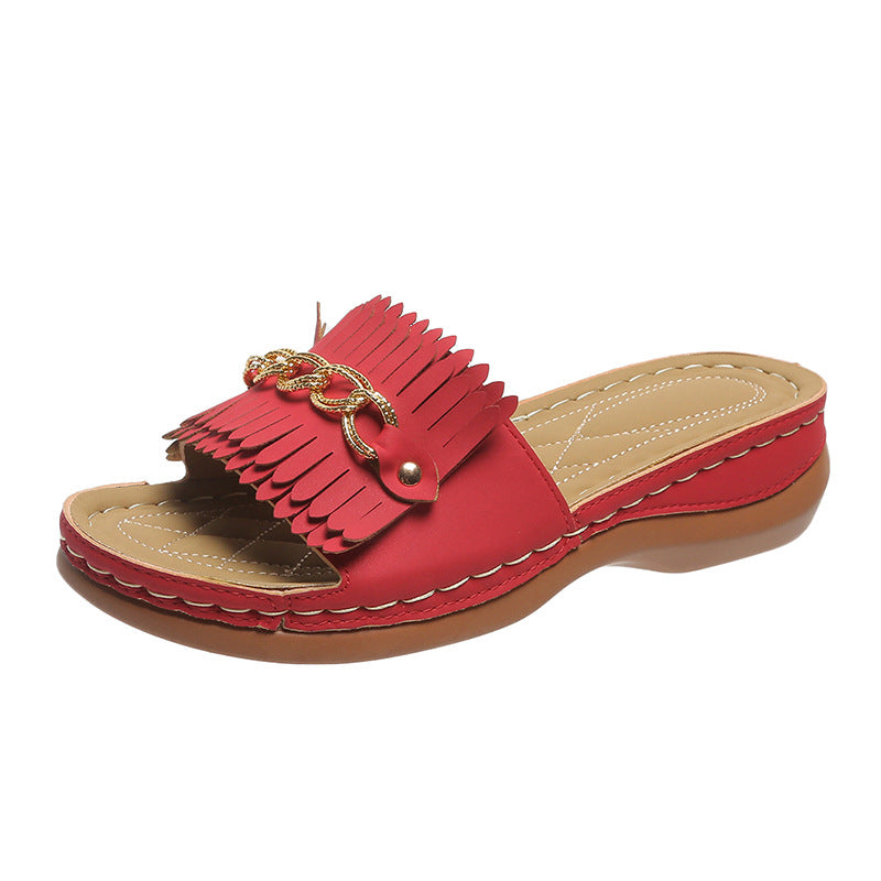 Damen Fransen Slides Stalluxe