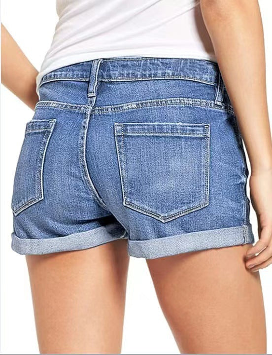 Damen trendige Destroyed Jeans-Shorts Stalluxe