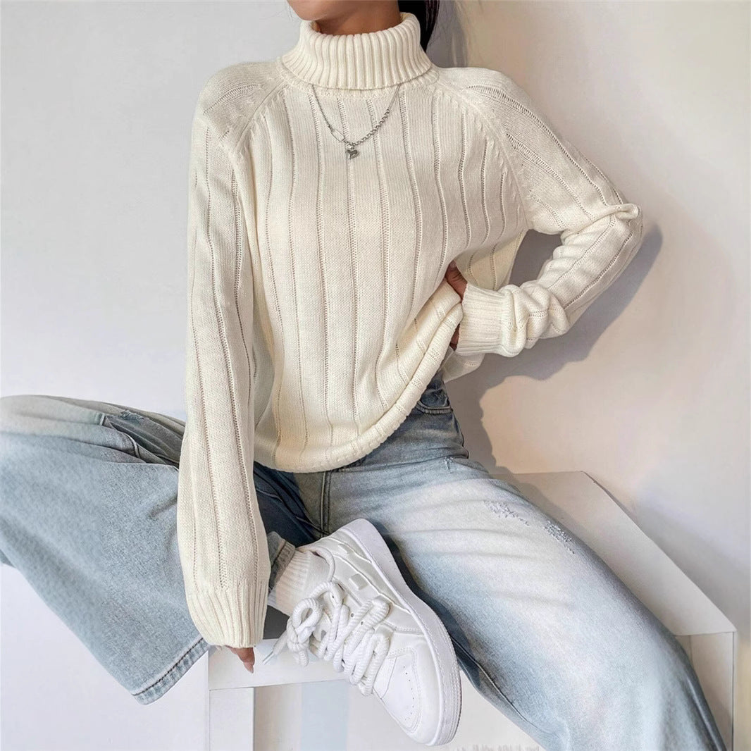 Damen Strickpullover mit hohem Kragen Stalluxe