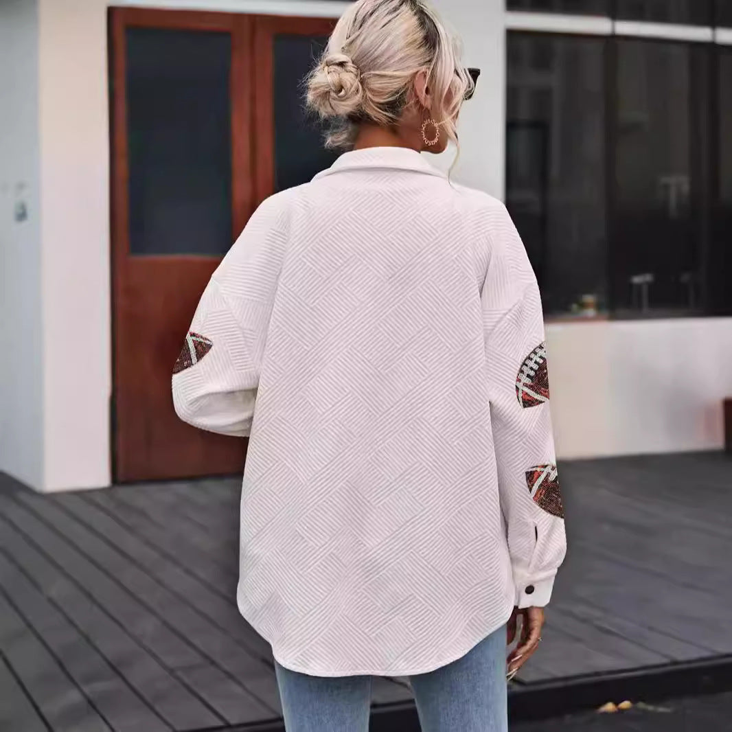 Damen Oversized Jacke mit Football-Design und praktischen Taschen Stalluxe