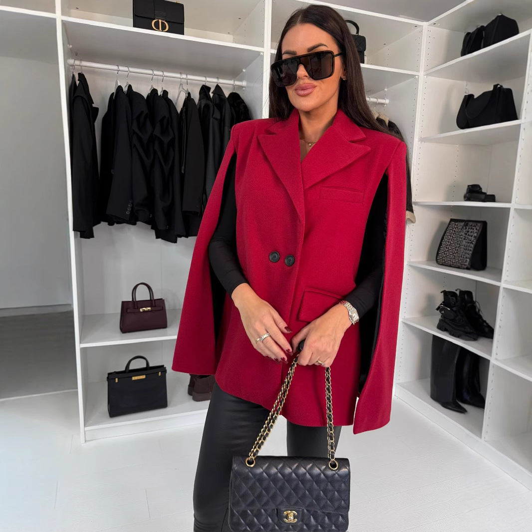 Damen modischer Wickelblazer mit kapuzenartigem Design und eleganten Druckknöpfen Stalluxe